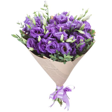 A Large Bouquet Of Purple Eustomas